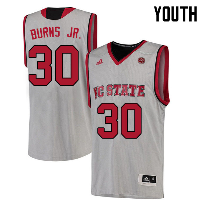 Youth #30 DJ Burns Jr. NC State Wolfpack College Basketball Jerseys Sale-White